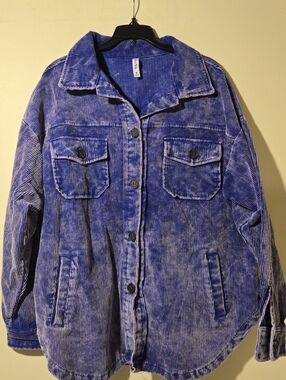 Women's ZeNaNa Blue Corduroy Jean Jacket